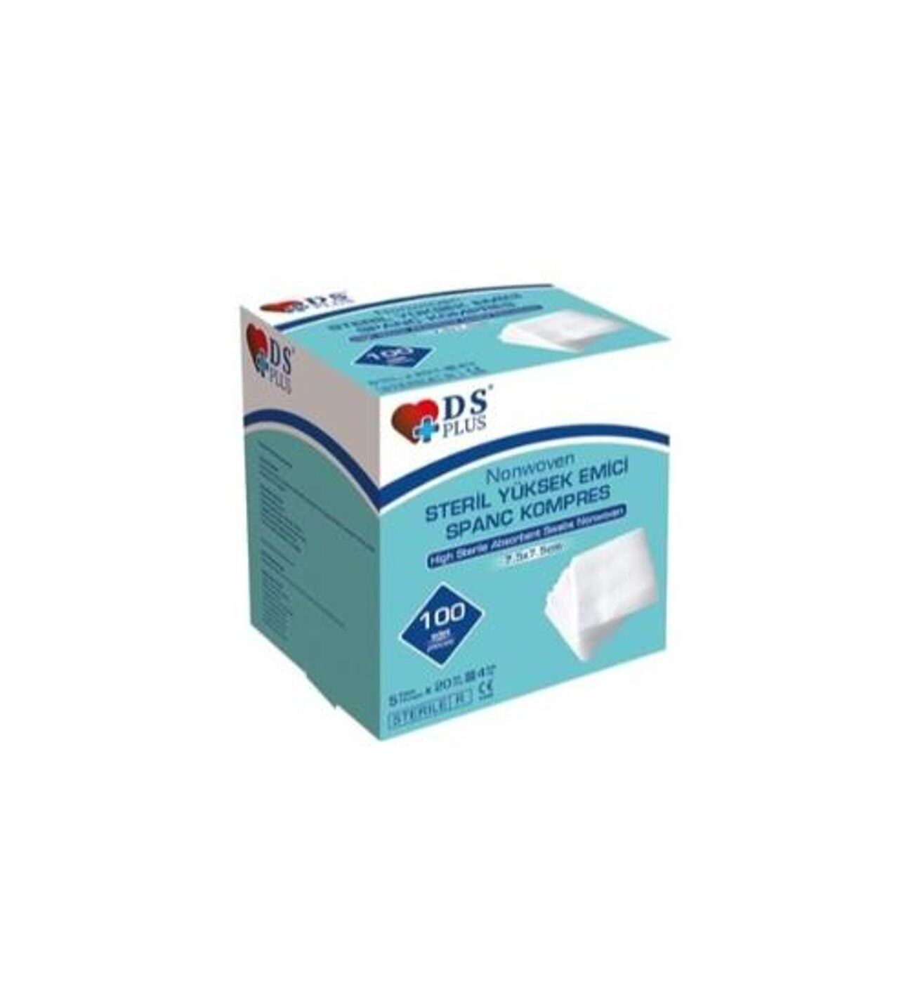 Steril Nonwoven Gaz Kompres (Gazlı Bez) 7,5x7,5cm 5'li 100'lük Paket - DS