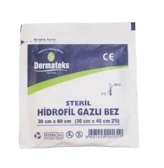 Steril Hidrofil Gazlı Bez 30x80 - 2 Parça - 20 Adet - Dermateks