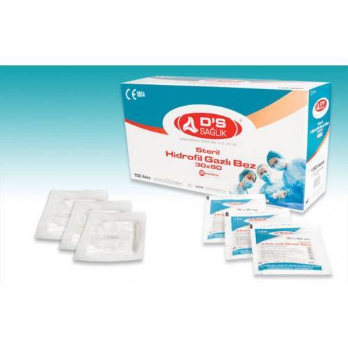 Steril Hidrofil Gazlı Bez 30x80 - 2 Parça - 150 Adet - DS