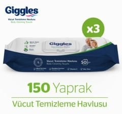 Giggles Vücut Temizleme Havlusu 50'li 3 Paket - 150 Havlu
