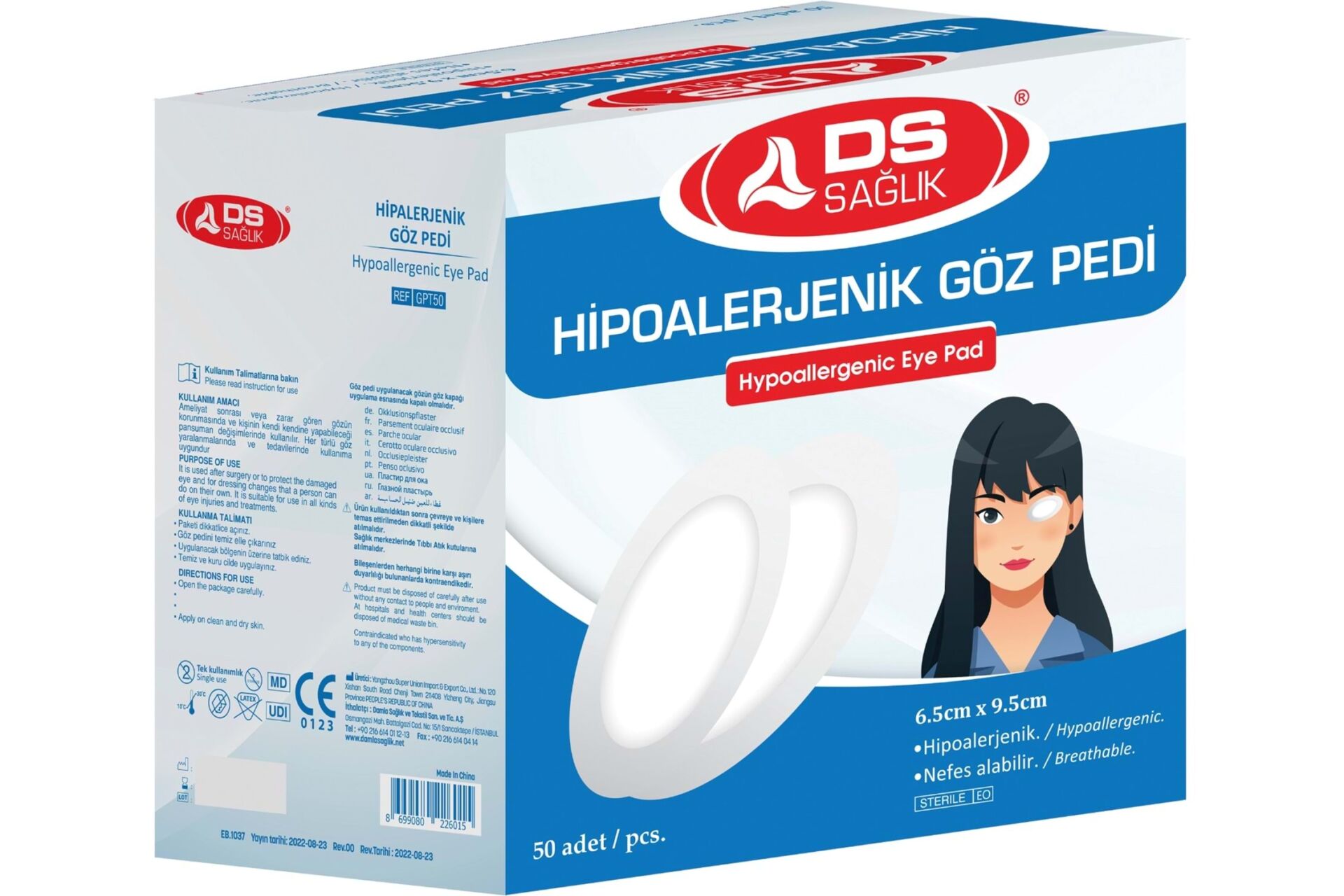 Göz Pedi Yetişkin 6,5cmx9,5Cm - Hipoalerjenik - 50'lik Paket - DS Sağlık