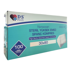 Gazlı Bez 30x80cm - 100 Adet (1 Kutu) - Steril Paket Nonwoven Emici Kompres - DS
